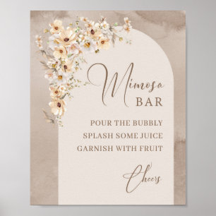 Moderne Wildblumen Elfenbeinbogenrahmen mimosa Bar Poster
