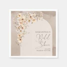 Moderne Wildblumen Elfenbeinrahmen Brautparty Serviette