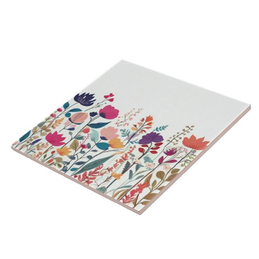 Moderne Wildblumen - farbenfrohe Blume Fliese (Seite)