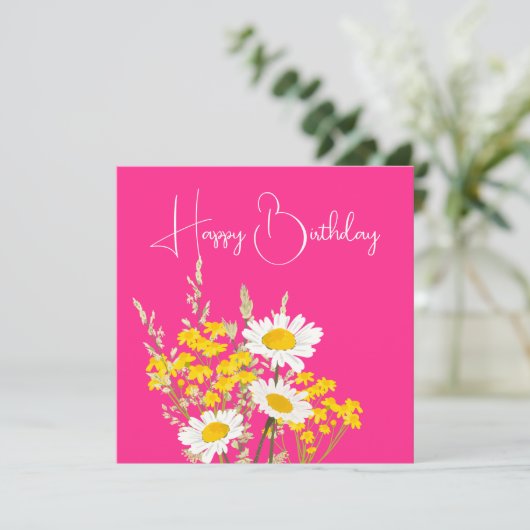 Moderne Wildblumen freuen sich auf ihren Geburtsta Karte (Stehend Vorderseite)