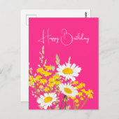 Moderne Wildblumen freuen sich auf ihren Geburtsta Postkarte (Vorne/Hinten)