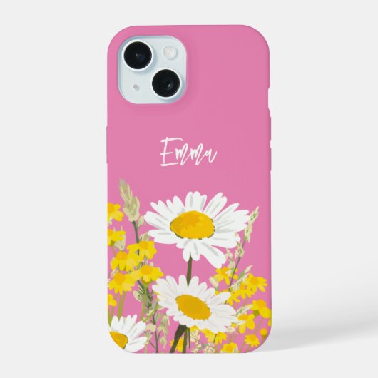 Moderne Wildblumen für Monogramm iPhone 15 Hülle (Rückseite)