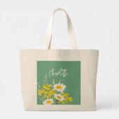 Moderne Wildblumen für Monogramm Jumbo Stoffbeutel (Rückseite)
