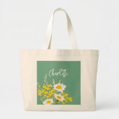 Moderne Wildblumen für Monogramm Jumbo Stoffbeutel (Vorne)