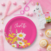 Moderne Wildblumen für Monogramm Pappteller (Party)