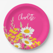 Moderne Wildblumen für Monogramm Pappteller (Vorderseite)