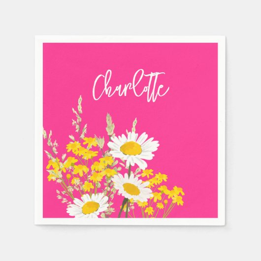 Moderne Wildblumen für Monogramm Serviette (Vorderseite)