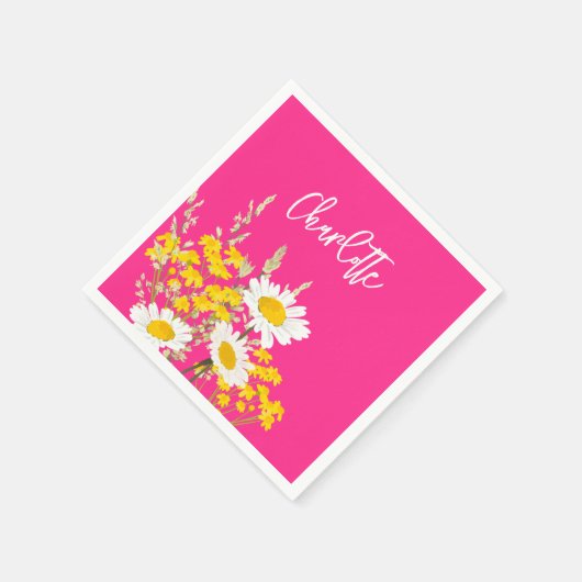 Moderne Wildblumen für Monogramm Serviette (Ecke)
