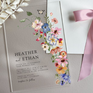 Moderne Wildblumen-Hochzeit Acryleinladungen