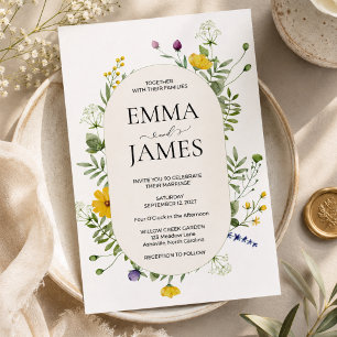 Moderne Wildblumen-Hochzeit Elegante Wiesen-Blumen Einladung