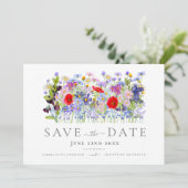 Moderne Wildblumen-Hochzeit Save The Date (Stehend Vorderseite)