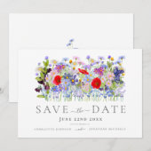 Moderne Wildblumen-Hochzeit Save The Date (Vorne/Hinten)