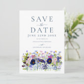 Moderne Wildblumen-Hochzeit Save The Date (Stehend Vorderseite)