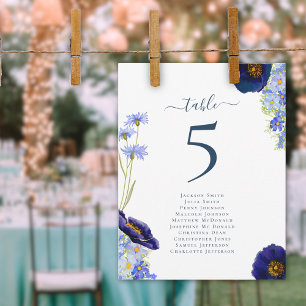 Moderne Wildblumen-Hochzeit Tischnummern-Tafel