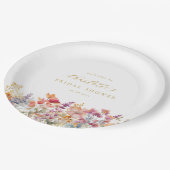 Moderne, wildblumen-Hochzeitsdusche-Willkommen Pappteller (Schrägansicht)
