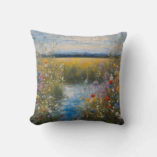 Moderne Wildblumen im Wasser Kissen (Vorderseite)