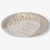Moderne Wildblumen Ivory Boho Arch Brautparty Pappteller (Schrägansicht)