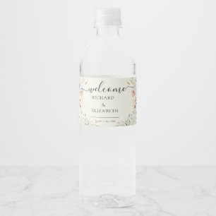 Moderne Wildblumen-Minimalelegante Hochzeit Wasserflaschenetikett