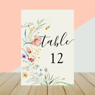 Moderne Wildblumen-Minimaleleganz-Hochzeit Tischnummer