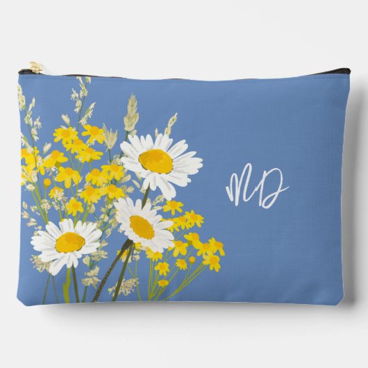 Moderne Wildblumen mit kundenspezifischem Monogram Zubehörtasche (Vorderseite)