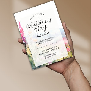 Moderne Wildblumen Muttertags-Brunch Blassrosa Feiertagskarte