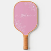 Moderne Wildblumen-Rosa-Script-Name Elegante Flora Pickleball Schläger (Vorderseite)