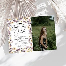 Moderne Wildblumen Save the Date Foto Abschluss Einladung