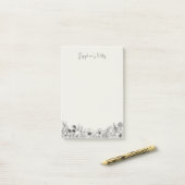 Moderne Wildblumen Schwarz und Creme Blütenname Post-it Klebezettel (Auf Schreibtisch)