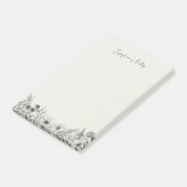 Moderne Wildblumen Schwarz und Creme Blütenname Post-it Klebezettel (angewinkelt)