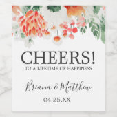 Moderne Wildblumen Wasserfarben Trendy Flora Wine Weinetikett (Einzelnes Label)