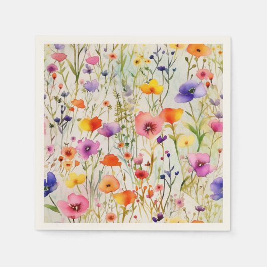 Moderne Wildblumen Wasserfarbmuster Serviette (Vorderseite)