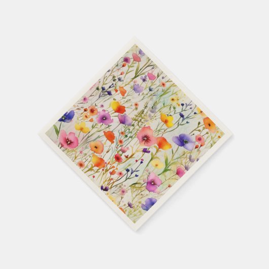 Moderne Wildblumen Wasserfarbmuster Serviette (Ecke)
