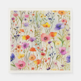 Moderne Wildblumen Wasserfarbmuster Serviette