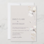 Moderne Wildblumen Watercolor Beige Hochzeit Einladung (Vorderseite)