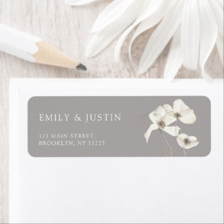 Moderne Wildblumen Watercolor Beige Weddin Adresse
