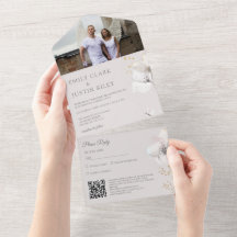 Moderne Wildblumen Watercolor Foto QRCode Wedding
