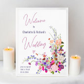 Moderne wilde Blume schreiben Hochzeitsempfang Poster