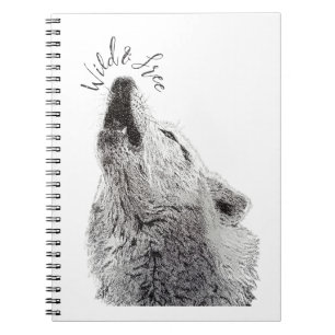 Moderne Wilde & Freie Schrift Howling Wolf Fine Ar Notizblock