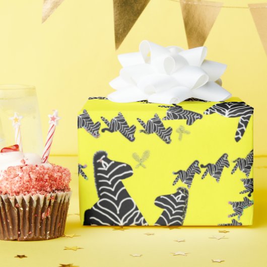 Moderne wilde gelbe Zebra Geschenkpapier (Geburtstagsparty)