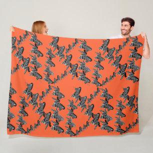 Moderne wilde orange Zebra Fleecedecke