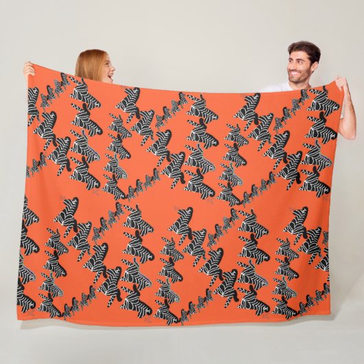 Moderne wilde orange Zebra Fleecedecke (Beispiel)