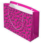 Moderne wilde rosa Zebra Große Geschenktüte (Rückseite Schrägansicht)
