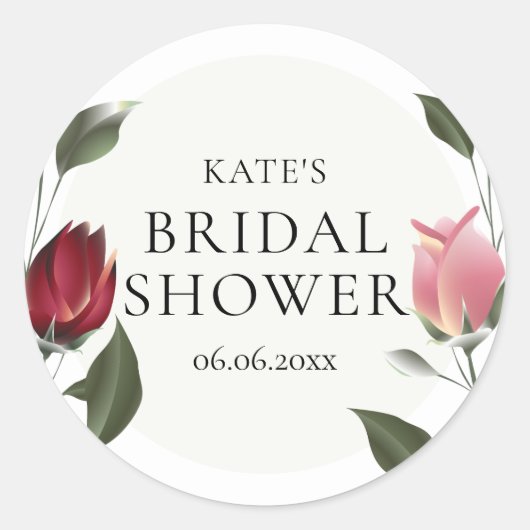 Moderne Wilde Rose Blumenstrauß Brautparty Gefalle Runder Aufkleber (Vorderseite)