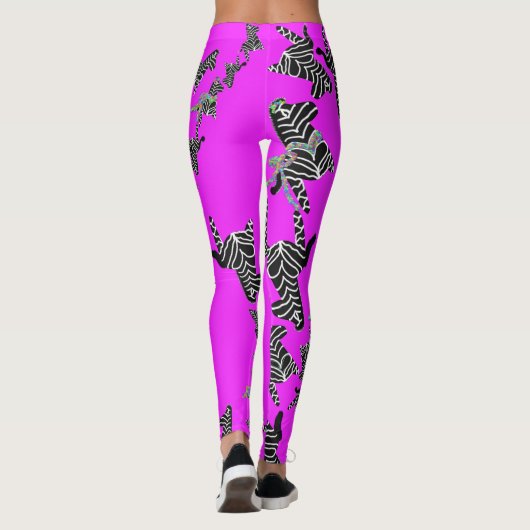 Moderne wilde violette Zebra Leggings (Rückseite)