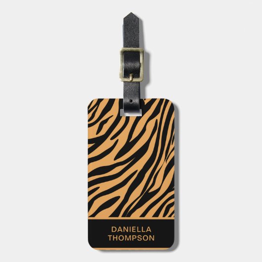 Moderne Wildlife Bengalisch Tiger Print Pattern Tr Gepäckanhänger (Vorderseite vertikal)