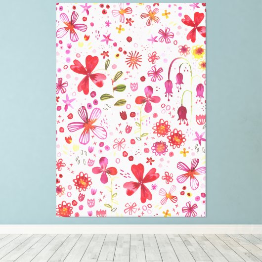 Moderne Wildwasser-Blume Leinwanddruck (Insitu (Holzboden))