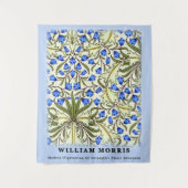Moderne William Morris Blue Floral Blätter Wandteppich (Vorderseite)
