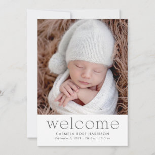 Moderne Willkommen Baby Foto Geburt Ankündigung