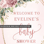 Moderne Willkommens-Rosa Blumen Gold Glitter Poster