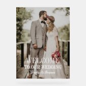 Moderne Willkommensfoto-Hochzeit Acrylschild (Vorderseite)